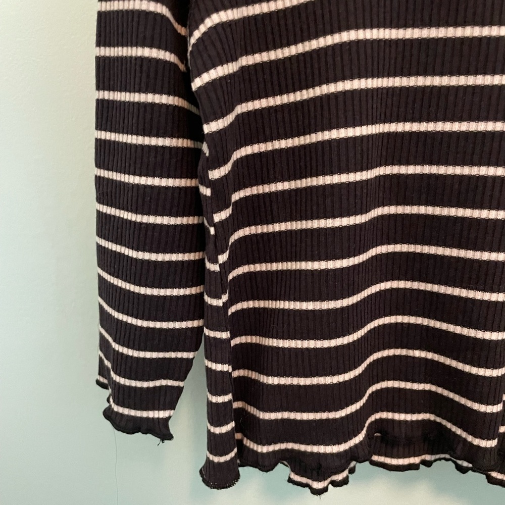 Zara Embroidered Striped Ribbed T-shirt - Picture 3 of 6